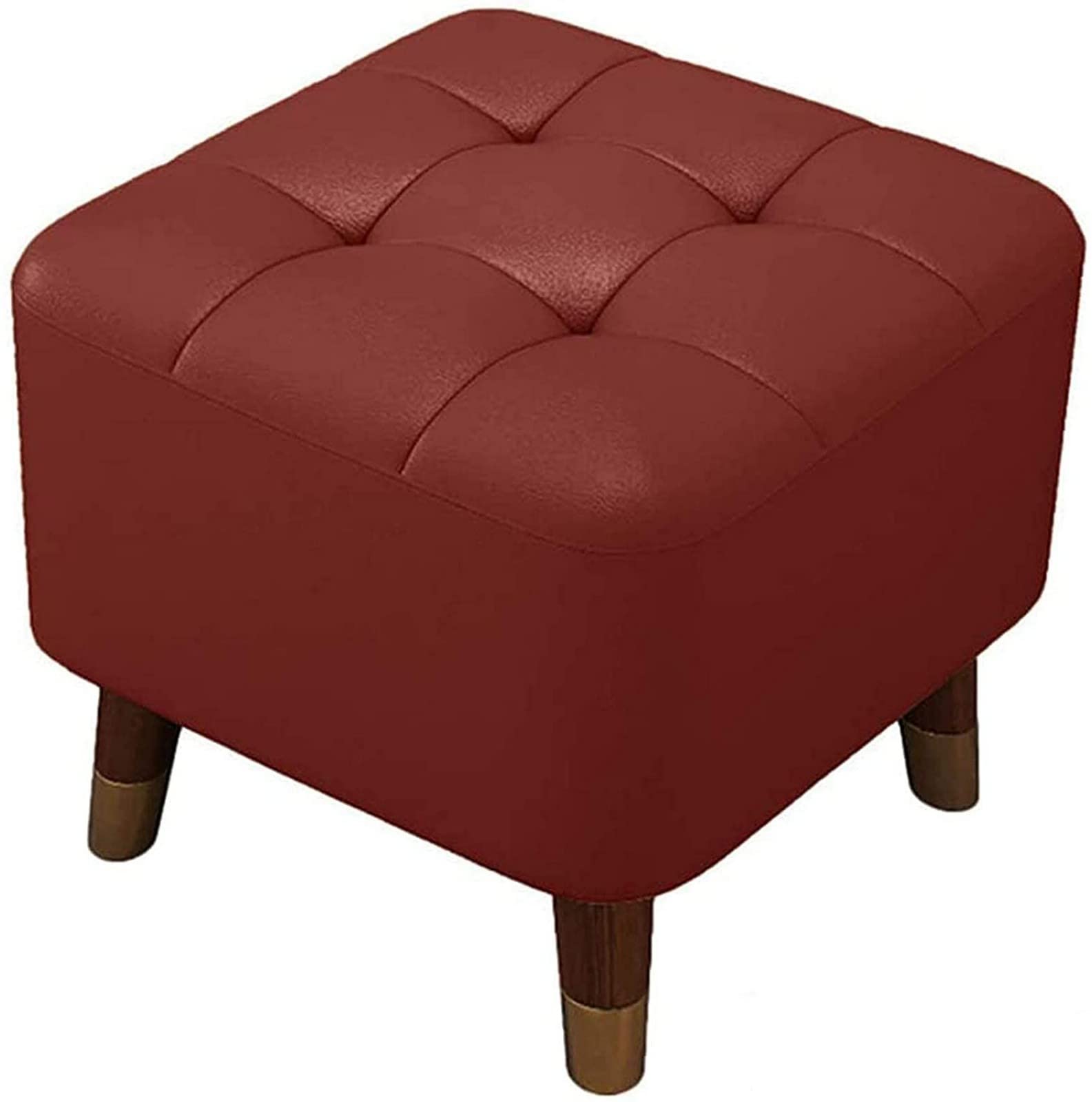 Repose-pieds ottoman rectangulaire en cuir PU marron café pour bureau et chambre