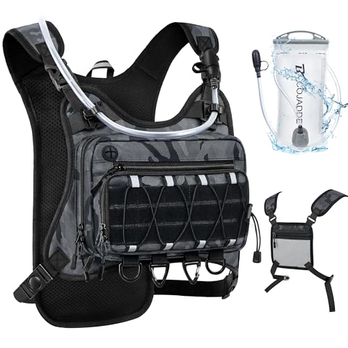 Image of BECOJADDE Running Vest for Men with 2L Water Bladder Tactical Hydration Backpack Adjustable Lightweight Chest Pack for Marathon Hunting Cycling