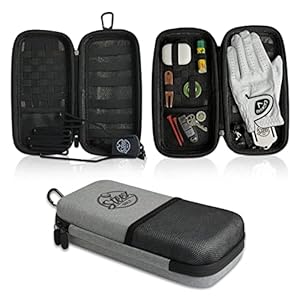 Accessory Case – Golf Bag Organizer. Airtight, Water-Resistant, Protective Hard Case for Phone, Tees, Ball Markers, Repair Tools, and Golf Essentials. Removable Golf Glove Hanger/Dryer