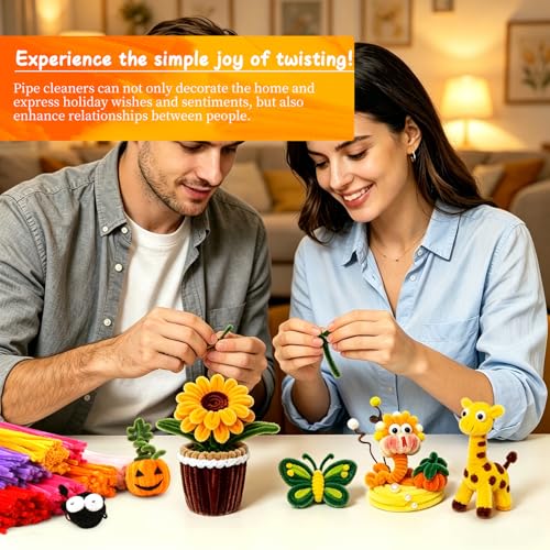 Image of Mnuizu 200 Pcs Pipe Cleaners, Glitter Pipe Cleaners Craft Supplies for DIY