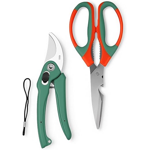 PLANETXERO Gardening Scissors + Pruner Set of 2