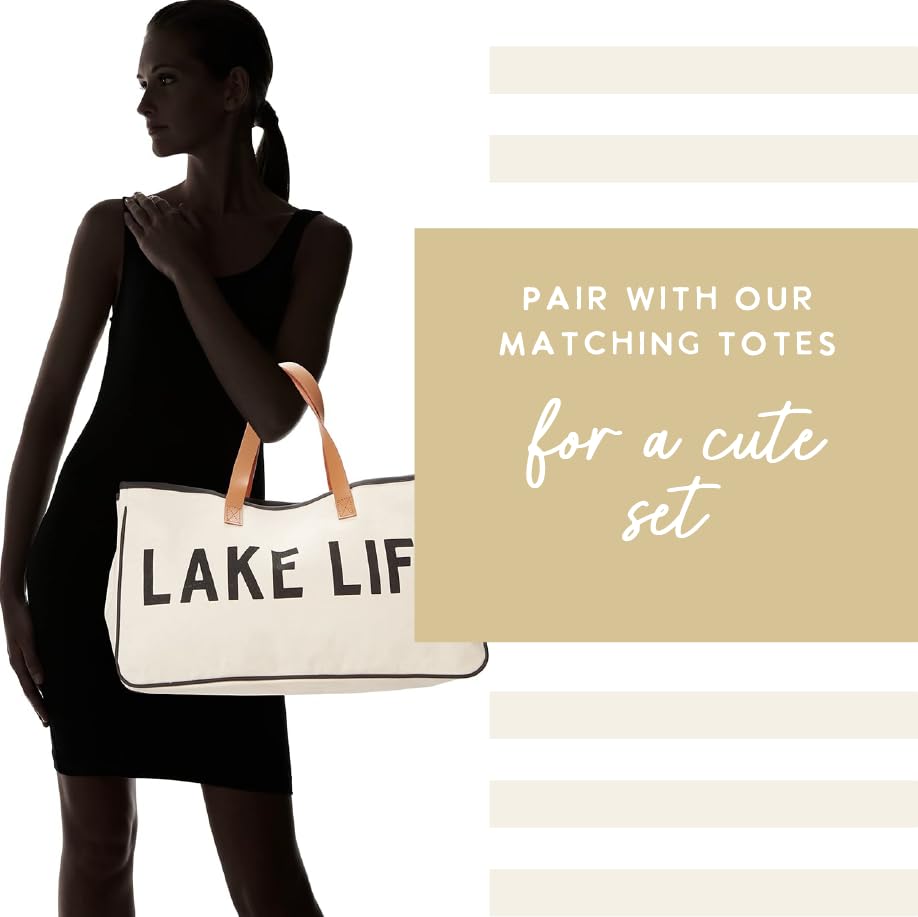 Image of Santa Barbara Design Studio Womens Tote - Cotton Canvas Shoulder Bag with Leather Handles and Waterproof Lining, Large, Lake Life