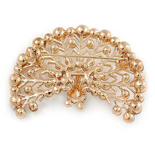Avalaya Spilla austriaca trasparente per sposa/matrimonio/ballo di fine anno, con placcatura in rodio, lunghezza 63 mm, Misura unica, Pietra preziosa, metallo, cristallo