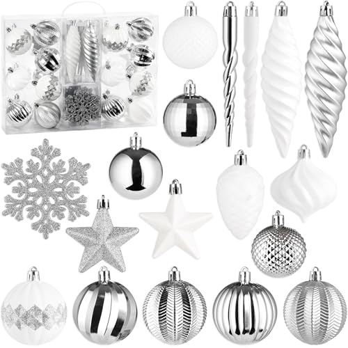 BRUBAKER 50 Stück Premium Christbaumschmuck - Weihnachtskugel Set mit...