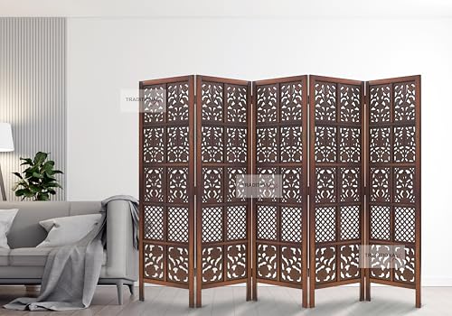 Image of Wooden Room Partition with Stands /Wall Divider for Living Room /Room Divider Wall Separator for Office (5 Panel- Mix)