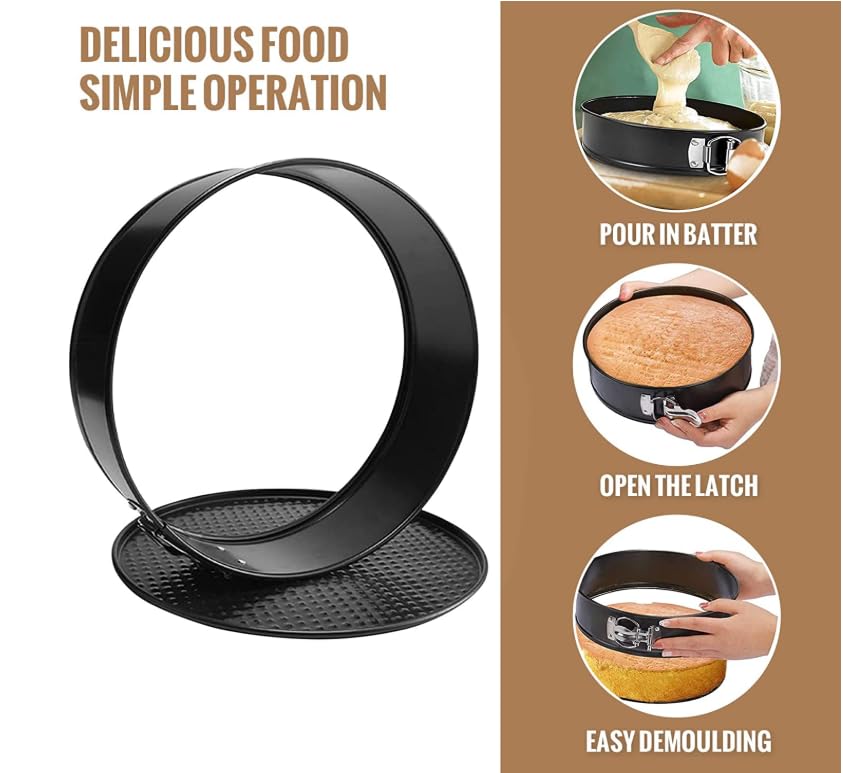 SAVOURLUXE 3 Springform Cake Tins Heavy Duty - Double Layer Non-Stick Coating, Removable Base, Heavy Duty Carbon Steel, Super Endurance - 22cm 24cm 26cm Cake Tins for Baking (3) - Image 5