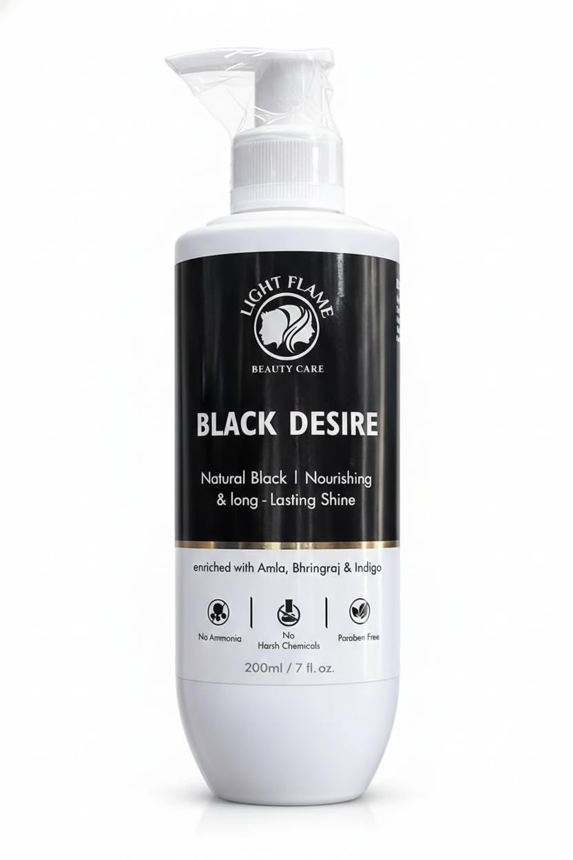 Light Flame Beauty Care Black Desire Shampoo | Nourishing Hair Cleanser with Amla, Bhringraj & Indigo | Natural Black Look & Long-Lasting Shine | No Ammonia, No Harsh Chemicals | 200 ml-picture-54