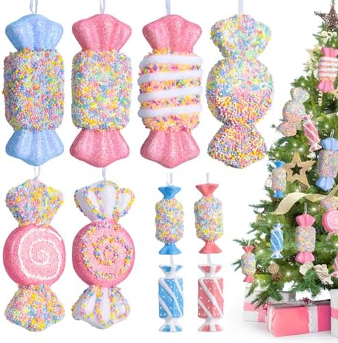 10 Pcs Pastel Candy Land Christmas Ornaments Set, Assorted Cute M...