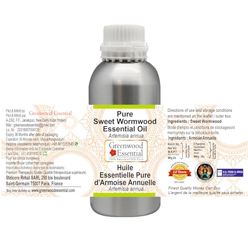 Image of Greenwood Essential Sweet Wormwood Essential Oil (Artemisia annua) Pure | Non-Sticky | Non-greasy | Lightweight | Men & Women | All Skin Types | Steam Distilled 630ml
