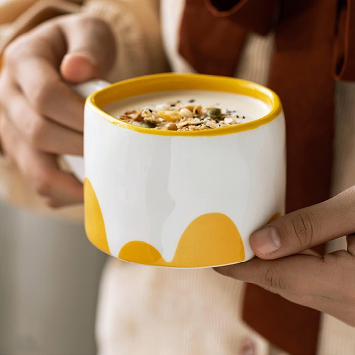 Tasses, cadeaux d'anniversaire, cadeaux de Noël, tasse à café en céramique, tasse à café décorative avec poignée, cadeau anti-rayures for anniversaire de Noël, 10,6 oz, 1 pièce, A (couleur : C)(B)