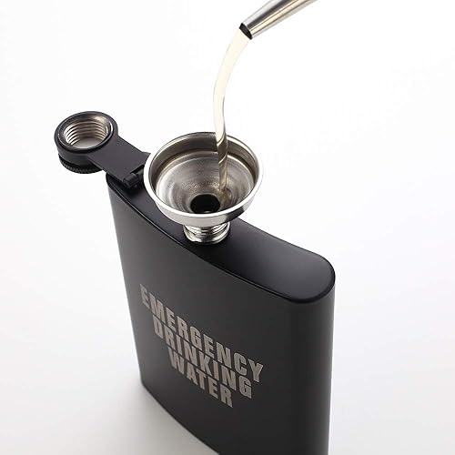Miniatura 7 de Agua potable de emergencia, JXS - Frasco de cadera de acero inoxidable 188#304 de 8 onzas para licor, a prueba de fugas, con embudo de regalo