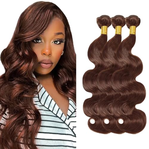 AuokMar Cheveux Humain Bundles Human Hair Extension Body Wave Unprocessed Brazilian Virgin Weave Hair Chocolate Brown Tissage Naturel Cheveux Humain Bundles...