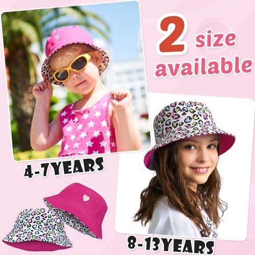 HONGTEYA Kids Sun Hat UPF 50+ Double Side Bucket Hats for Boys Girls Summer Sun Protection Wide Brim Unisex Beach Outdoor4