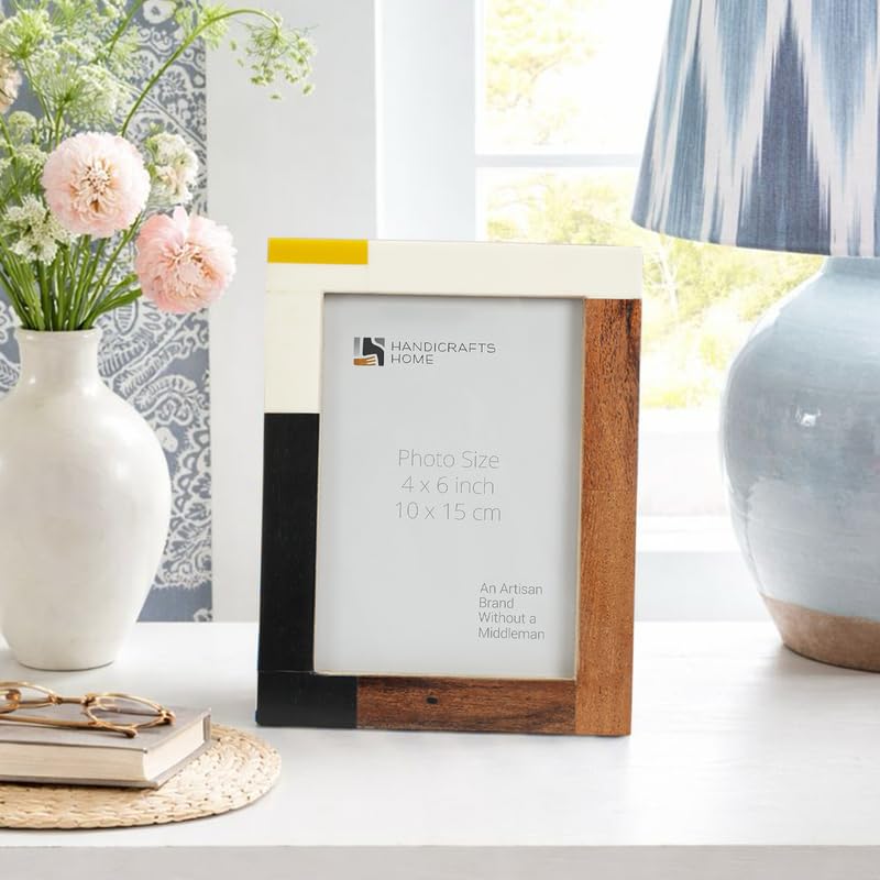Image of Handicrafts Home 4x6 Picture Frames Pack of 2 - Mondrian Collection Handcrafted Photo Frames, Perfect for Wall & Tabletop Display, Ideal Home Decor Gift