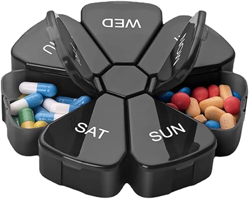 Organizador de pastillas de 7 días, pastilleras portátiles de viaje, organizador de medicamentos diario, pastillero grande para píldoras, soporte de