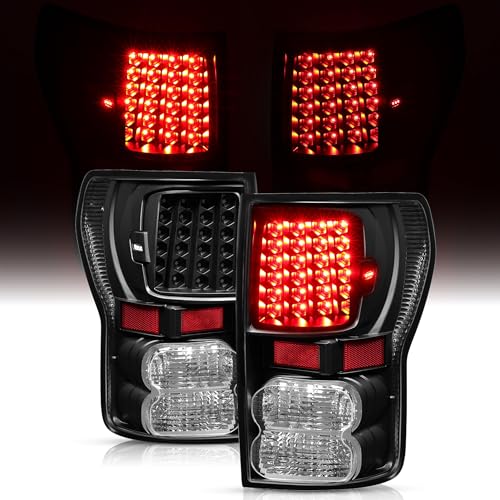 HECASA LED Tail Lights Compatible with 2007-2013 Toyota Tundra Pickup Truck Replacement for TO2800165 TO2801165 LED DRL Brake Light Tail Lamp Left & Right Side Clear Lens Black Housing