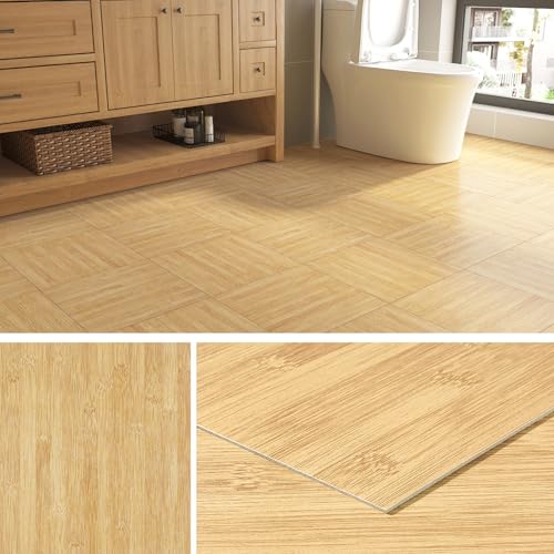 Livelynine Peel and Stick Floor Tile Wood Look Bamboo Flooring Tiles Waterproof Sheet Vinyl Flooring...