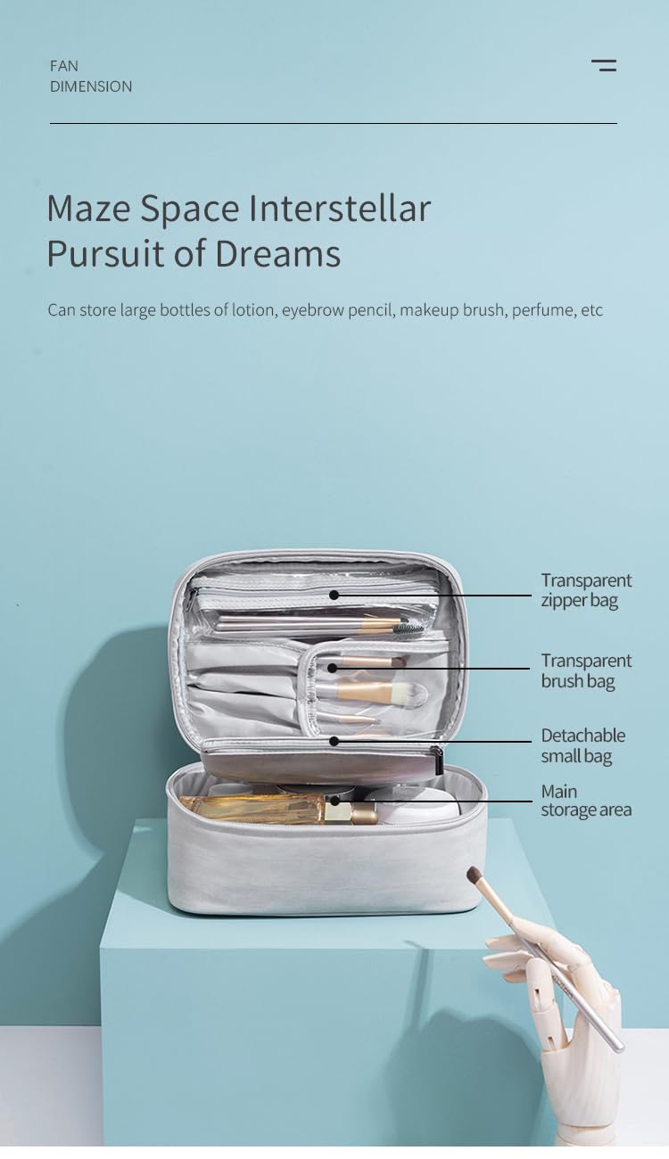 CHANXIUZAI Ladies' makeupbag, Portable Travel Makeup Bag, Built-in Detachable Small Bag - Image 2