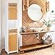 Relaxdays 10021846 Badschrank, Weiß/Braun, 180 x 39 x 30 cm