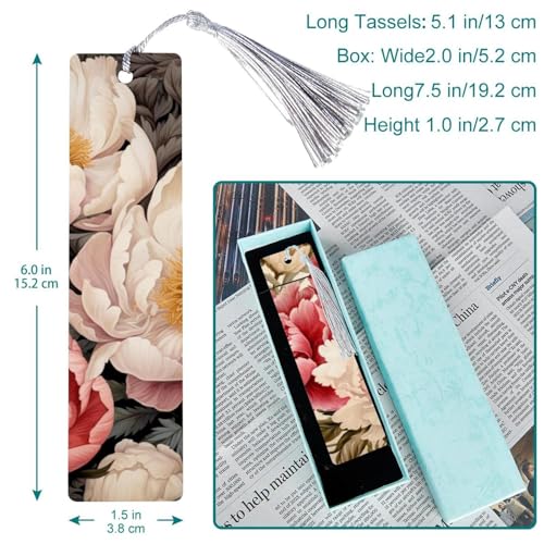 Marque-pages pivoine à offrir : lot de 6 cadeaux originaux de Noël