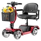 IQIRAF Foldable Mobility Scooters for Seniors, Black Powered Electric Wheelchair, 4 Wheel Lightweight Mobility Scooters for Adults, Mobility Scooter with Seat, Folding Travel Motorized Scooter