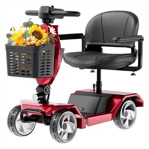 IQIRAF Foldable Mobility Scooters for Seniors, Black Powered Electric Wheelchair, 4 Wheel Lightweight Mobility Scooters for Adults, Mobility Scooter with Seat, Folding Travel Motorized Scooter