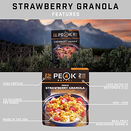 Peak-Refuel-Strawberry-Granola-Premium-Freeze-Dried-Camping-Food-Backpacking-Hiking-MRE-Meals-Just-Add-Water-100-Real-Fruit-23g-of-Protein-2-Serving-Pouch