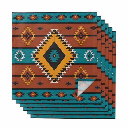 Servilletas de tela con patrón azteca vintage set 6 miniatura 1
