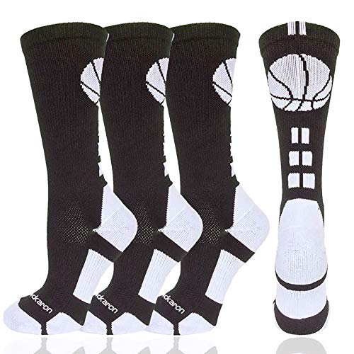 Elite Basketball Socks with Basketball Logo, Soft & Light Athletic Crew Socks