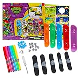 Nickelodeon Teenage Mutant Ninja Turtles Skateboard Toy Set - Bundle with TMNT Skateboard Studio with Fingerboards, Stickers, and More | TMNT Party Supplies