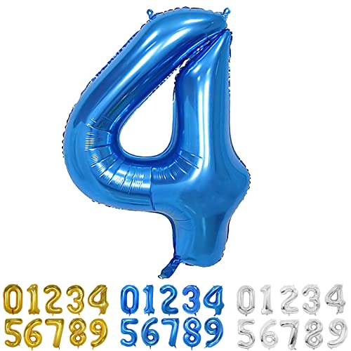 Globo Numero 4 Azul 40 Grande Globos Foil Globo Numeros 100cm Globo Cumpleaños 4 Años Globos de Helio Decoracion 4 Cumpleaños Aniversario Boda Baby Shower Fiesta Decoración Niño Niña
