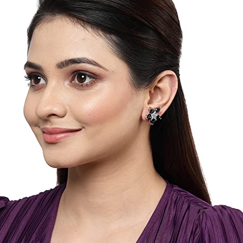 Image of Zeneme Earring Handmade Rhodium Plated Lightweight Pink Star Shaped Studs Earrings Jewellery For Girl And Women