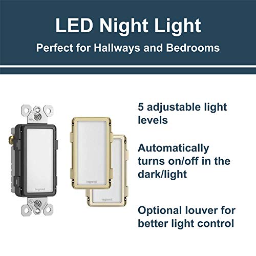 Image of Legrand radiant 15 Amp Full 5-Level LED Night Light Outlet Tri-Color | Pass & Seymour 20-Year, 5 Light Levels, Adjustable Child-Safe Cool-Touch LED Nightlight, Decorator Outlet