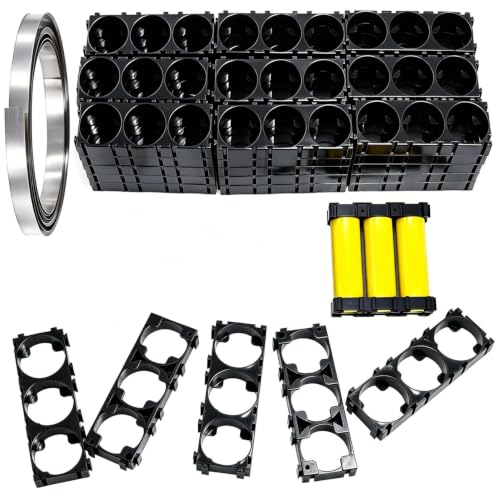 VISSQH 40pcs soporte de la batería 18650,3 celdas soporte de batería de litio de 18650, Soporte de Batería Cilíndrica de Soporte soporte de paquete de batería para batería DIY+10m Tira Níquel