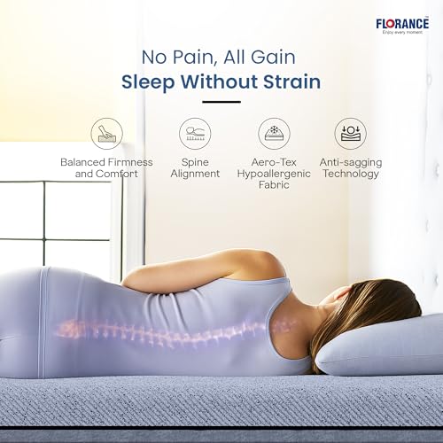 Image of Florance Orthopedic Mattress with 7 Zone Air Gel Memory Foam, Medium-Firm, Pressure Relief, Oeko Tex Certified Fabric, Zero Partner Disturbance, Single Size Mattress, 12-Year Warranty, 72x30x6