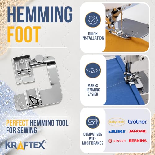 Image of Rolled Hem Presser Foot [6 Sizes] Wide Rolled Hem Foot Set & Narrow Foot Hemmer Set For Brother, Singer & Janome Low Shank Sewing Machines. Hemming Pressure Feet With Distinctive Wide and Narrow Sizes