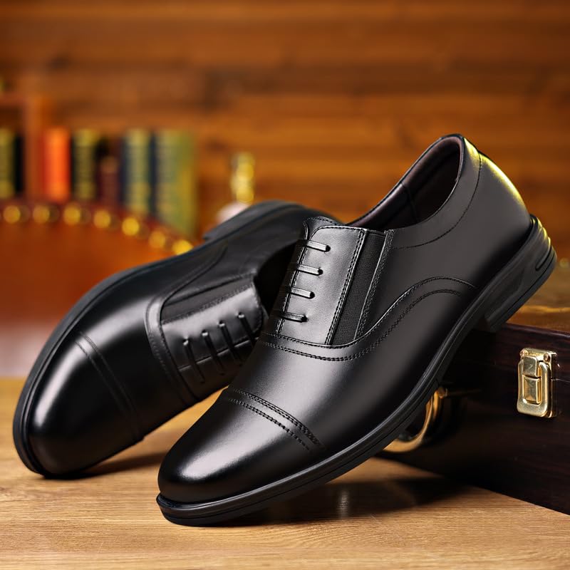 Formal Shoes for Men Slip On Round Toe PU Leather Cap Toe Oxford Shoes Anti-Slip Slip Resistant Block Heel Non Slip Low Top Working2