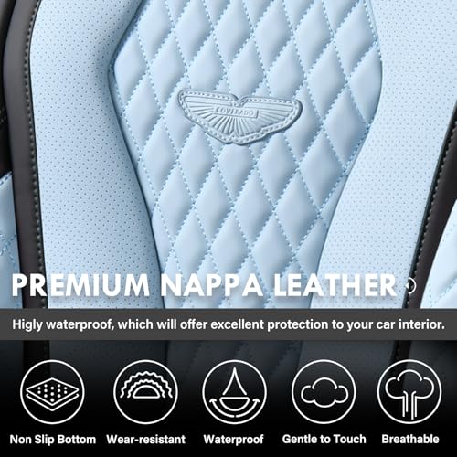 Image of Coverado Car Seat Covers, Seat Covers Front Seats, Blue Car Seat Cover, Waterproof Car Seat Covers, Car Seat Cushion, Front Leather Seat Protector Fit for Most Cars