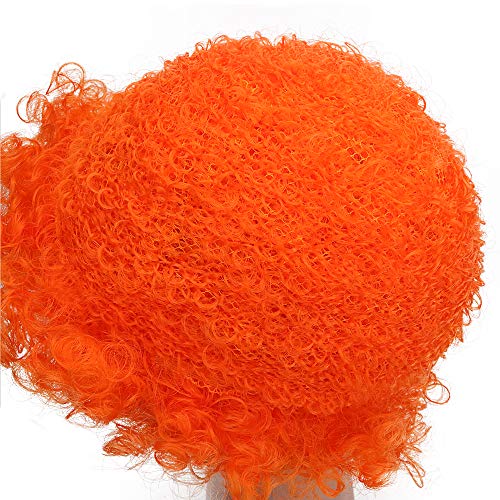 Image of FREE BEAUTY Fluffy Afro Synthetic Clown Wig for Men Women Cosplay Anime Party Christmas Halloween Fancy Funny Wigs (Orange)