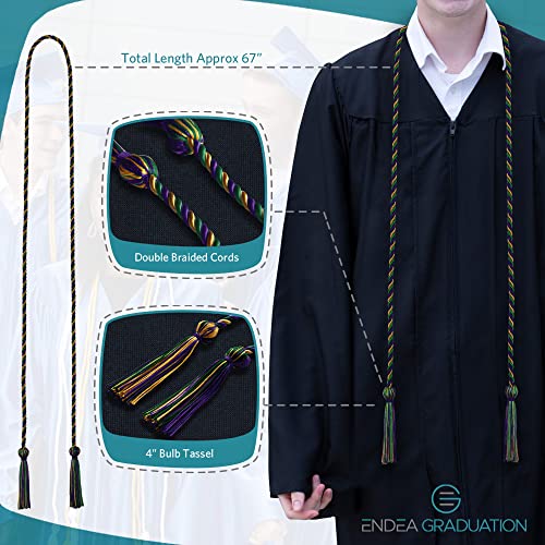 Image of Endea Graduation Single Honor Cord Three-Color (Purple /Green /Gold)