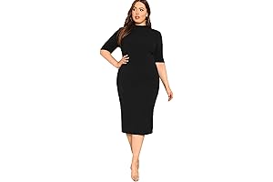 Plus Size Mock Neck Short Sleeve Midi Sweater Dress