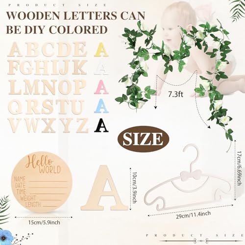 image for Juinte 33 Pcs Wooden Baby Shower Crate Closet Decoration Set Baby Anno