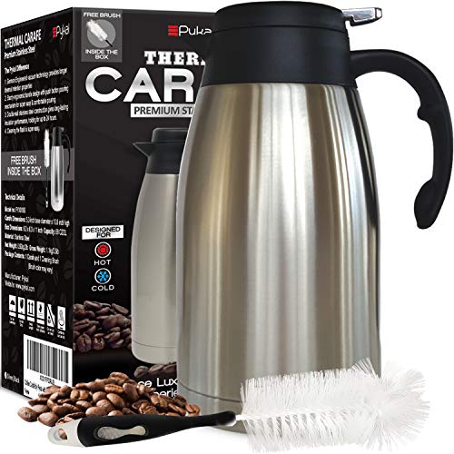 Thermal Coffee Carafe Stainless Steel - Heavy Duty, 24hr Lab Tested Heat Retention