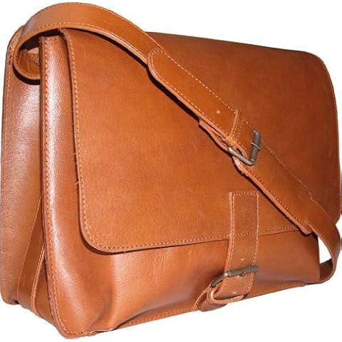HIDEONLINE RUGGED VEG TANNED SADDLE TAN LEATHER MESSENGER BAG Cover