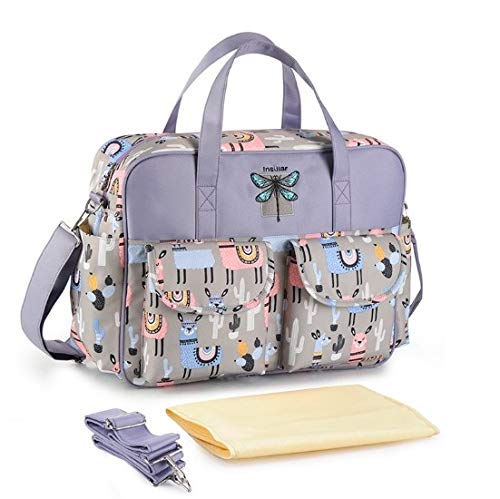 Insular® Borsa a tracolla multifunzionale impermeabile per mamme, borsa per il cambio del pannolino, stile messenger, grande, leggera, con fasciatoio, cinghie regolabili (Lavender (Larma))