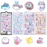 Chaojibao 第一世代 中空 ぷくぷくシール 可愛い 4枚セット 立体 ごほうびシール DIY用 キラキラな 女の子 デコシール 日記帳用 貼り付け可能 手芸用品 (4個) [並行輸入品]