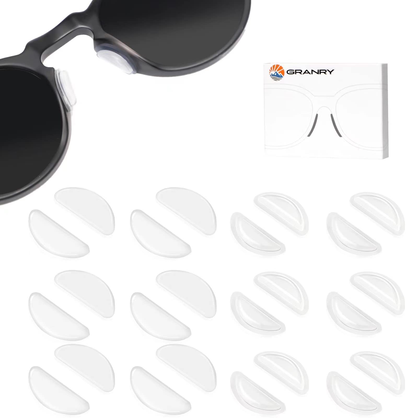 12 Pairs Eyeglass Nose Pads Anti Slip Glasses Nose Grips Pieces 2 Styles Ultra-Thin/Air Chamber Soft Silicone Adhesive Nose Bridge Pads for Glasses Sunglasses and Eyeglasses(Clear) GRANRY Ultra Thin+Air Chamber(6+6) Clear-12 Pairs