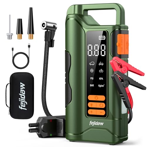Image of Jump Starter with Air Compressor, 6000A Car Battery Jump Starter, 20000mAh Battery Jumper Starter Portable for 10L Gas /Diesel Engine with 160PSI Booster, LED Display & Light, Jumper Cables