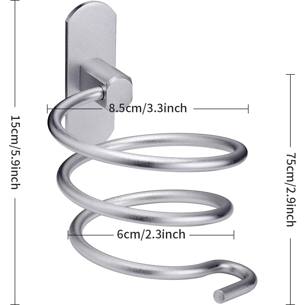 Newaner Uchwyt na suszarkę do włosów, uchwyt na kabel bez wiercenia, opatentowany klej + samoprzylepny klej, aluminium, matowe wykończenie, uchwyt do suszarki