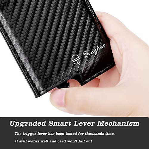 Dinghao Rfid Blocking Slim Money Clip Aluminum Wallet Minimalist Automatic Pop-Up Card Case (Carbon Fiberblack) #TOP5